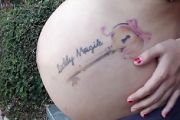 Pregnant latina teen show her belly