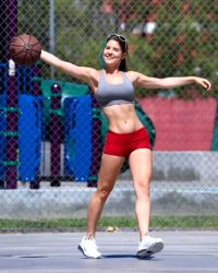 Amanda Cerny Playing Basketball.