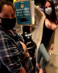 Mask on. Tits out